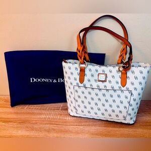 Dooney & Bourke White and Brown Tote Bag